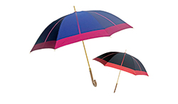 先染め朱子格子織り・中ボーダー柄日本製ジャンプ式雨傘